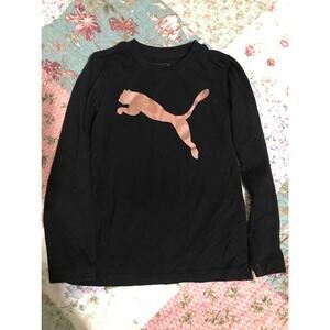 Puma Black Long Sleeve T Shirt Brown Puma on Front Size‎ 5
